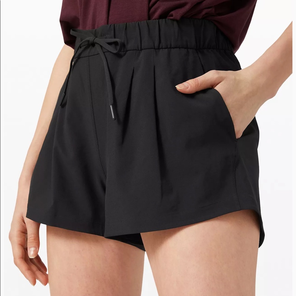 lululemon athletica Black Athletic Shorts with Drawstring Waist